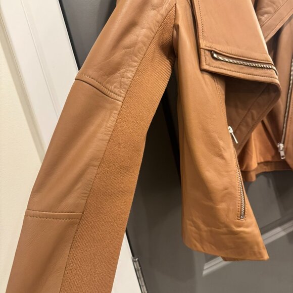 Trouve Brown Leather Moto Jacket - M - Like New - Picture 4 of 6